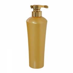 Flacons de corps jaune de forme spéciale de 500 ml avec pompes dorées